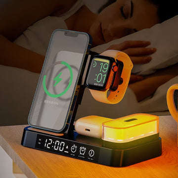 3-IN-1 Wireless Charging Station with Night Light - For Android & Apple